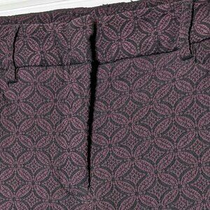 WOMEN'S "Mario Serrani" Purple/Black Print Stretch Knit Mid-Rise Pants; Size 8